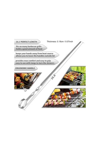 Didadodo 10 Adet Paslanmaz Çelik Şiş - Dayanıklı Ve Yeniden Kullanılabilir Barbekü Şişleri, Küçük Boy