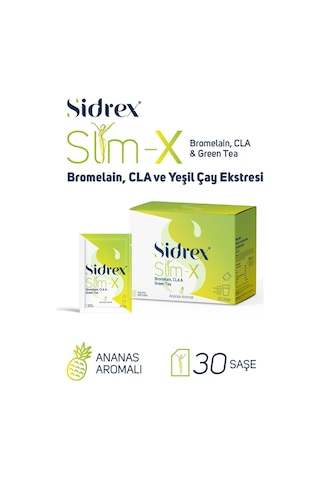 Sidrex Slm-x Bromelain Cla ve Yeşil Çay Ekstresi İçeren Takviye Edici Gıda 30 Saşe