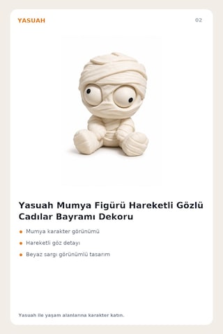 Yasuah Mumya Figürü Hareketli Gözlü Cadılar Bayramı Dekoru