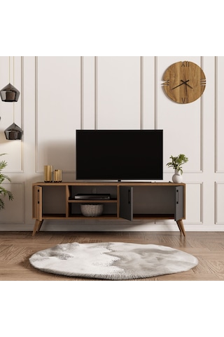 Mezza 1580 Exxen 150 Cm (Ahşap Ayaklı) Tv Ünitesi Ürgüp-Antrasit