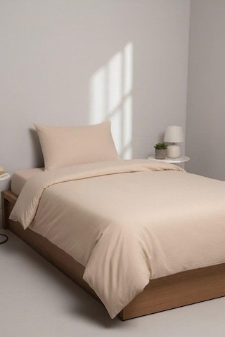 Üntaş Life Düzrenk 160x220 Tek Kişilik Pamuklu Nevresim Seti Sütlükahve