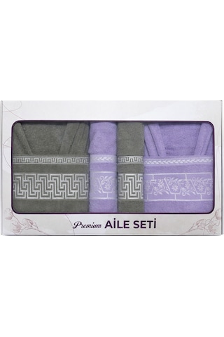 6 Parça Aile Bornoz Seti Yüksek Emici, Dayanıklı & Yumuşak Doku, %70 Pamuk %30 Polyester Kahverengi