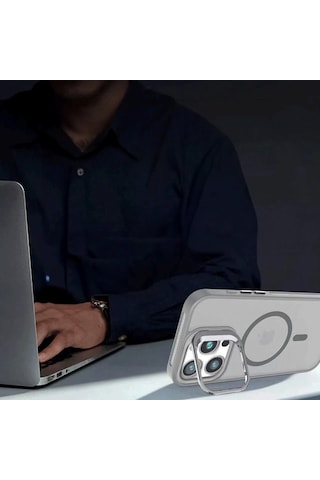 Apple Uyumlu iPhone 11 Kılıf Armor Seri Magsafe Stand Özellikli Kamera Lensli Kapak Lacivert