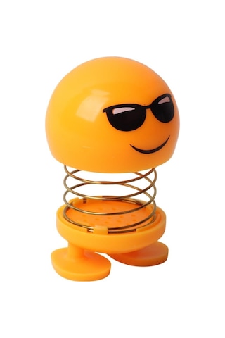 Güneş Gözlüklü Emoji Smile Zıp Zıp Kafa 8 Cm Araba Torpido Süsü Masaüstü Dekoratif Figür Pasta Süsü Emoji