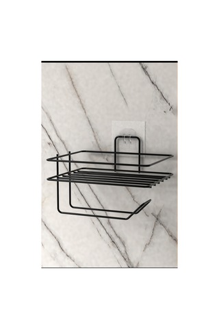 Buççin Online Mağaza Yapışkanlı Tuvalet Kağıtlığı Tutacağı Askısı Siyah Metal Tuvalet Kağıtlı Yedekli Wc Kağıtlık Raf Met Çok Renkli