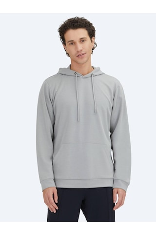 Kip Gri Kapüşonlu Sweatshırt