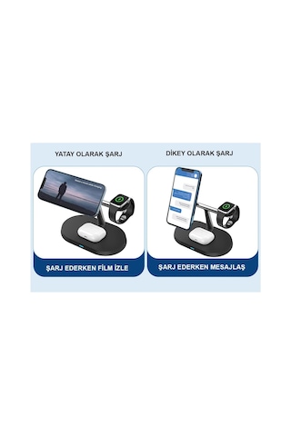 Lexroo Bw04 Aple Kablosuz Wireless Hızlı Şarj Standı Iwatch Airpods Apple iPhone Uyumlu 11 11 Pro 12 12 Pro 13 Standart