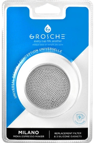 Grosche 9 Cup Moka Pot İçin 3 Adet Silikon Conta Ve Filtre Seti
