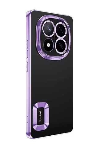 Xiaomi Poco X7 Kılıf Kamera Lens Korumalı Şeffaf Parlak Kenar Logo Açık Omega Kapak Mavi Siyah Gold Çok Renkli