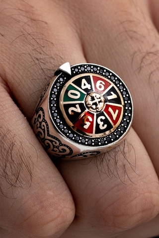 Las Vegas Rulet Model Döner Başlı Erkek Gümüş Yüzük