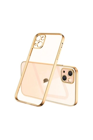 Apple iPhone Uyumlu 13 6.1inç Renkli Kenar Şeffaf Kılıf Kamera Korumalı Silikon Kılıf- 5775 Mor