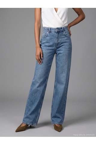 Dilvin 72356 Tencel Wideleg Denim-mavi