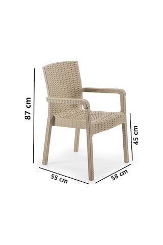 Omnipazar Sy-2527 Royale Hasır Desenli Rattan Bahçe Koltuk Sandalye 4'lü Set Bej Bej