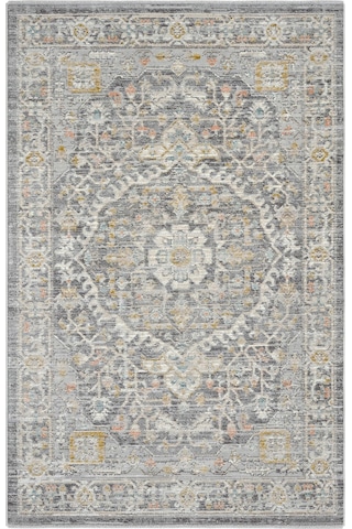 Cool Halı Zaraf Açık Gri Klasik Göbekli Etnik Desen Vintage Halı Oturma Odası Salon İnce Yazlık Halı