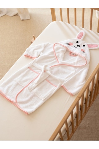 %100 Pamuk Kutulu Hediye Yenidoğan/bebek Bornoz Seti 4 Parça / Kelebek Süt Beyaz