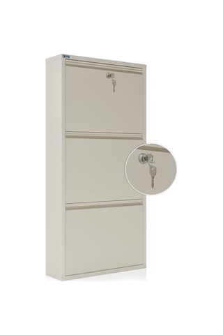 Ceha Kilitli 3'lü Metal Ayakkabılık - Krem K.AYK-3 /AB1013/KL