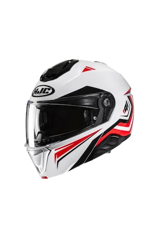 Hjc İ91 Tricus MC1 Çene Açılır Motosiklet Kaskı Kırmızı Beyaz