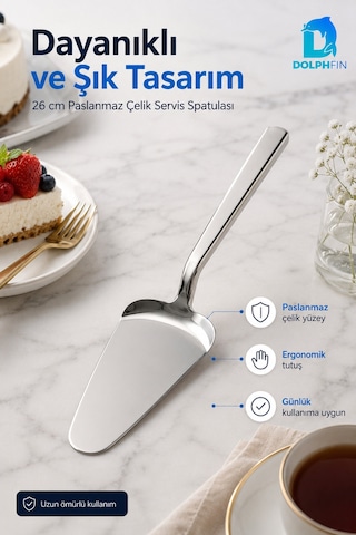 26 Cm Paslanmaz Çelik Pasta Servis Spatulası Kek Turta Börek Servis Küreği Inox