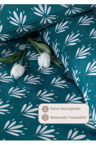Koyu Turkuaz Batik Desenli Nevresim Takımı Çift Kişilik Koyu Mavi