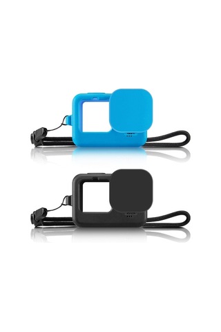 Pazly Gopro Hero9 Yedek Silikon Kılıf - Kamera Koruma Kapağı Ve Lens Korumalı Siyah/mavi
