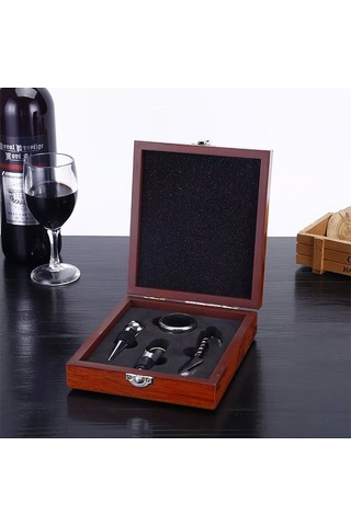 Ahşap Şarap Tirbüşon Şaraplık Şarap Açacağı Seti cin373