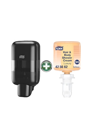 Tork Mini S5 Siyah Sıvı Sabun Ve Dezenfektan Dispenseri 565208 + 525 Ml Premium Şampuan Hediyeli
