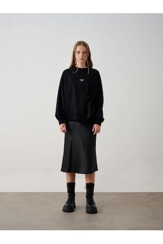 Kız Çocuk Saten Etek-15343 Siyah