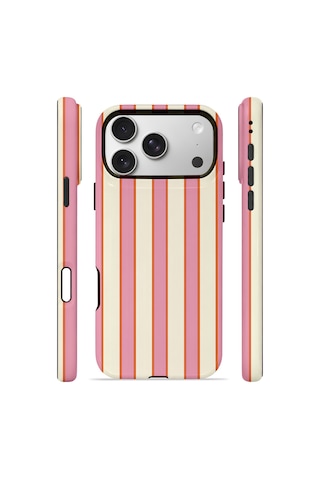 Apple iPhone Uyumlu 17 Pro Max Vorian Çift Katmanlı Magsafe Kılıf Sunset Candy Stripe