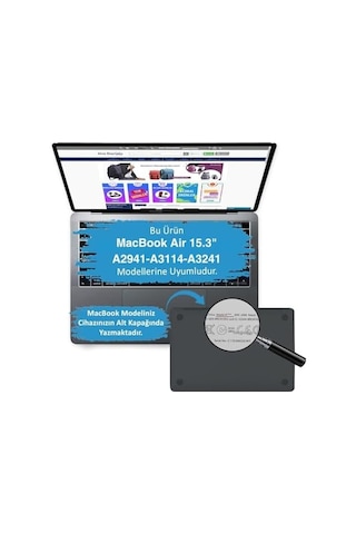 Apple Uyumlu MacBook Air 15.3 İnç Kılıf A2941 M2 A3114 M3 A3241 M4 A3448 M5 Uyumlu Kristal Parlak Hard Case Şeffa