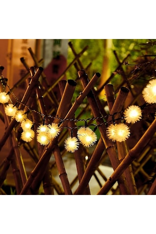 Technojet Solar 50 Ledli 7 Metre Günışığı Güneş Enerjili Ponpon B Çok Renkli