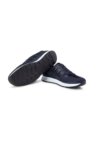 Ducavelli High Hakiki Deri Erkek Sneaker Ayakkabı, Low Top Sneaker, Hakiki Deri Sneaker Lacivert