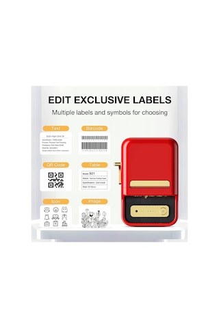 Niimbot B21S Bluetooth Taşınabilir Termal Etiket Yazıcı Kırmızı