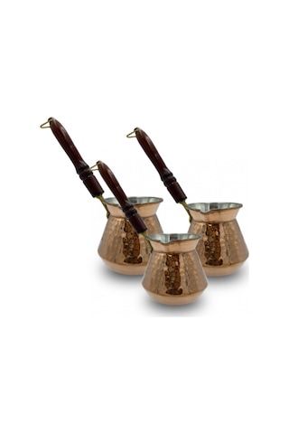 Tombik Cezve Kalın Bakır 3'lü Set