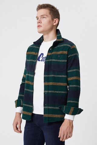 Lee Cooper Cıtymap Erkek Dokuma U.kol Gömlek Yeşil-sarı Çizgili -16025 Yeşil