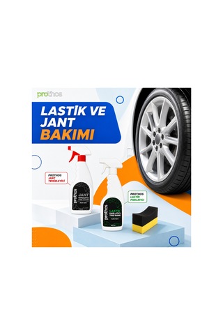 Lastik Ve Jant Bakım Seti 3 Parça 500 Ml Jant Temizleyici, Lastik Parlatıcı Ve Sünger