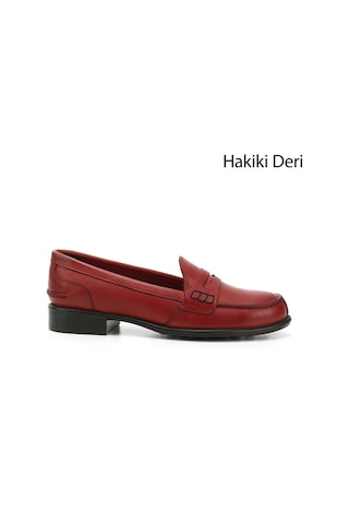 Gönderi(R) Gönderi R Kırmızı Antik Hakiki Deri Loafer Ayakkabı Kırmızı