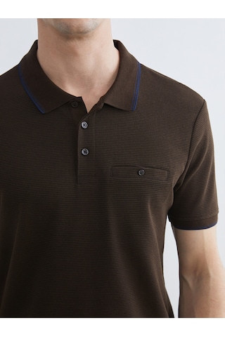Lcwaıkıkı Classic Kahverengi Polo Yaka Erkek Dokulu Tişört
