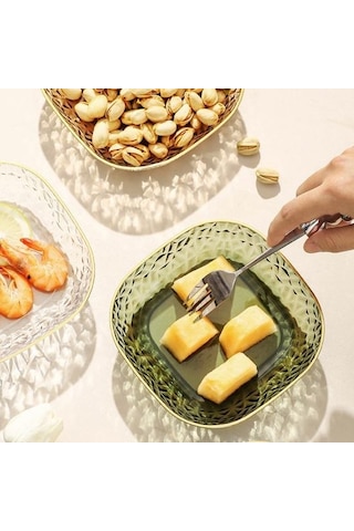 Mavi Tükürük Kemik Çanak Çok Fonksiyonlu Kalınlaşmış Taban Işık Lüks Stil Yarı Saydam Depolama Plakası Ev Gereçleri