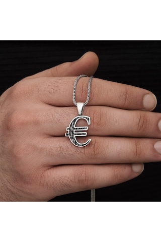 Yüzük Sanatı Euro Simgesi Gümüş Erkek Kolye