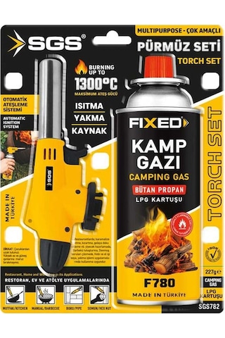 Sgs Kamp Pürmüz Seti Isıtma-yakma-kaynak Başlık - 227 Gr Gaz Sarı - Siyah