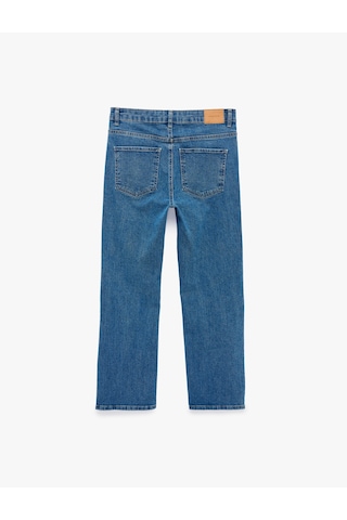 Koton Pamuklu Dar Kesim Cepli İspanyol Paça Denim Pantolon - Flare Jeans Orta İndigo 7sal40023md