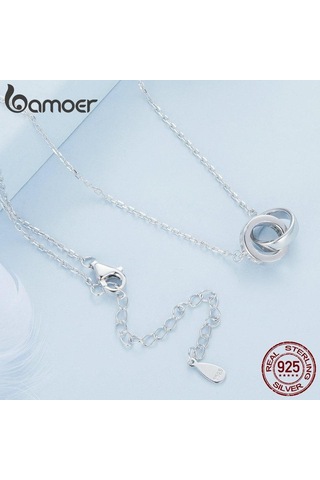 Bamoer 925 Ayar Gümüş Zarif Parlaklık Zirkon Çift Yüzük Kolye Kolye Kadınlar İçin Doğum Günü Hediyesi Moda Takı