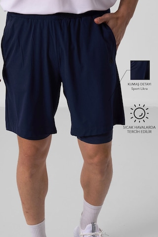 Tommy Life İndigo Polyester İnce Yumuşak Standart Fit Erkek Taytlı Şort - 81287 Indigo