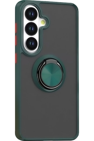 Gpack Samsung Galaxy Uyumlu S26 Kılıf Montreal Yüzüklü Standlı Arkası Buğulu Yeşil