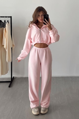 Pembe Geniş Paça Basic Kadın Eşofman Altı Mg2553 Pembe