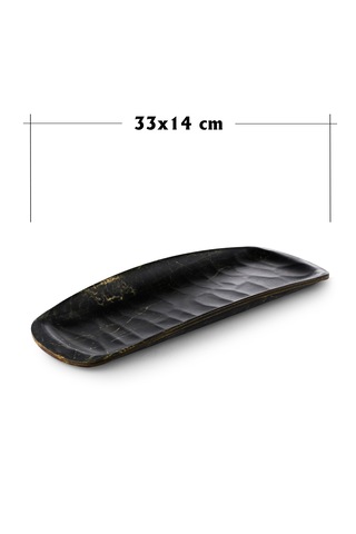 Rölyefli Hibrit Ahşap Köş. Kayık 33x14 Cm 2 Adet Siyah