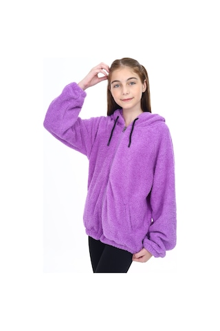 Toontoy Kız Çocuk Peluş Hırka Lila