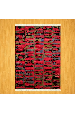 Çağdaş Desenli 200 X 300 İpek Halı Kırmızı
