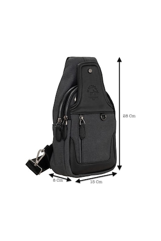 West Polo Westpolo Unisex Çapraz Askılı El Göğüs Ve Omuz Çantası Kanvas Kumaş Ve Vegan Deri - Siyah