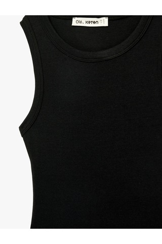 Koton Çıtçıt Düğme Detaylı Kolsuz Bisiklet Yaka Bodysuit Siyah 6sal30148ık Siyah
